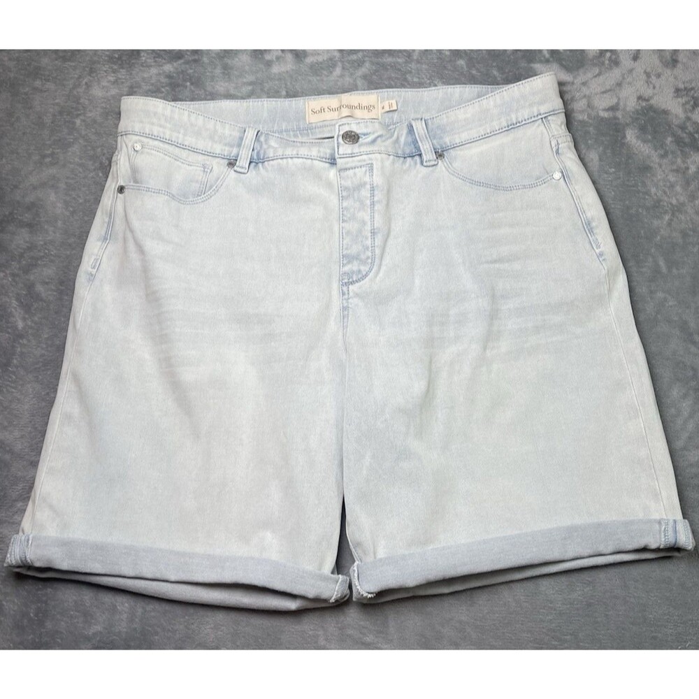 Soft Surroundings womens lightwash Bermuda jean shorts XL summer comfort